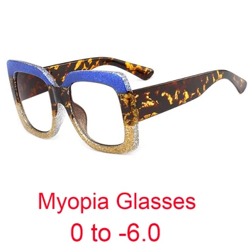Kare Boy Miyopi Gözlük Görüş Noktaları 0 ila -6.0 Moda Marka Mavi Sarı Altın Çerçeve Gözlük Bilgisayar Gözlükleri
