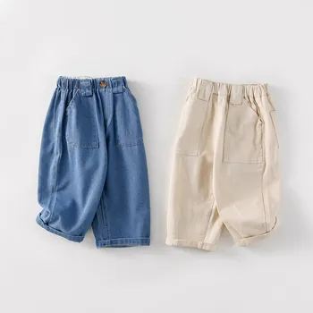 Bebek Kot Bahar 2023 Yeni Koreli çocuk Giyim çocuk Pantolon Bebek Bahar Giyim Erkek İki Cep Pantolon