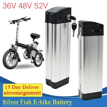 36 V 10AH 20AH Gümüş Balık Lityum Ebike Bateria Akku 500W 24V 36 V 15AH 30AH Li İon Elektrikli Bisiklet Bisiklet 48V 18650 Pil Paketi