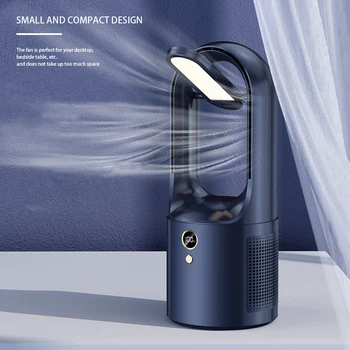 Elektrikli Bladeless Masa Fanı Soğutucu LED Gece Lambası 2000mAh USB Şarj Taşınabilir Kablosuz 6 Hızlı Mini Soğutma Fanı Ultra Sessiz