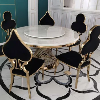 Post-modern Yemek Sandalyesi Mutfak Paslanmaz Çelik Neo-klasik Basit Sandalye Oturma Odası Erik Çiçeği Pazen yemek sandalyeleri
