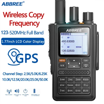 ABBREE AR-F8 GPS Tam Bant (123-520 MHz) 999CH multi-fonksiyonel VOX DTMF SOS LCD Renkli Amatör Uzun Menzilli Ham İki Yönlü Radyo