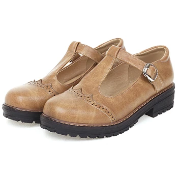 Vintage kadın Loafer'lar Bahar Rahat T-sapanlar Oxford Ayakkabı Kadın Loafer'lar Marka Flats Ayakkabı Bayanlar Zarif Büyük Boy 43
