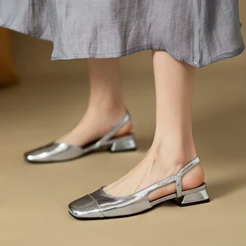 Sandalet kadın Düşük Topuklu Marka Fransız Sandalet Yaz Yeni katır Premium İngiliz Tarzı Baotou terlik Kadın