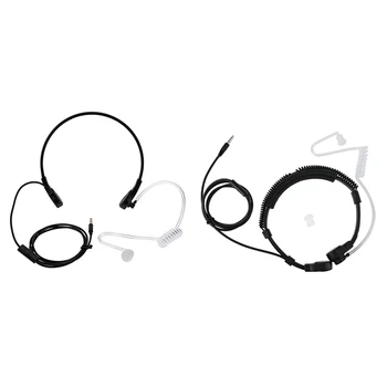 2 Adet 3.5 Mm Boğaz Mikrofon Mikrofon Gizli Akustik Tüp Kulaklık Kulaklık, Beyaz ve Beyaz-Siyah