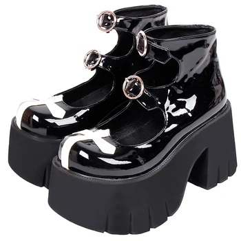 Melek baskı kadın Gotik lolita cosplay serseri ayakkabı bayan yüksek topuklu takozlar Pompaları kız prenses elbise parti ayakkabıları 10cm PL 7019