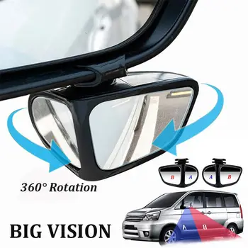 1 Çift Araba Kör Nokta Ayna Ön Tekerlek Yardımcı Dikiz Çift taraflı Ayna 360 Derece Ayarlanabilir