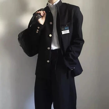 Japon kolej üniforması Ceket Stand-up Yaka Takım Elbise Ceket Üst erkek İlkbahar Yaz Koleji Rüzgar Trendi Erkek Ceket okul üniforması