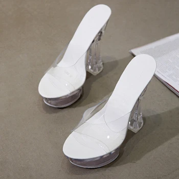 Platform Stiletto Yüksek Topuklu Boyutu 34-43 kadın Sandalet Ayakkabı Seksi transparan Sandalet Lüks Yüksek Topuklu