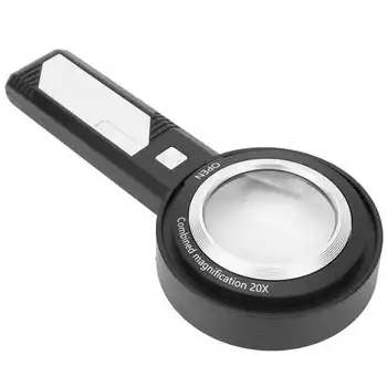 20X Büyüteç Şık Taşınabilir Çift Lens LED Büyüteç ABS Akrilik Şarj Edilebilir Firma Sağlam Yaşlılar için Manuel Onarım için