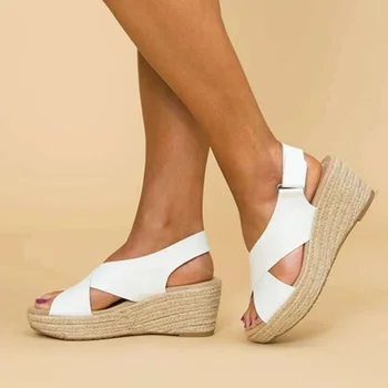 Kadın Sandalet 2023 Yeni Kadın Topuklu Yaz Sandalet Platformu Sandalias Mujer Yumuşak Takozlar Ayakkabı Kadınlar için Yaz Ayakkabı Sandalias