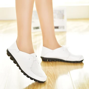 2021 Kadın Flats rahat loafer ayakkabılar Kadın Deri Dantel-Up Nefes kadın ayakkabıları 5 Renk Yüksek Kaliteli Chaussures