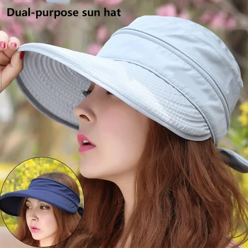 Yeni Yaz beyzbol şapkası Kore Versiyonu Kadın Büyük Ağız Güneş Koruyucu plaj şapkası Moda Katlanabilir Çift kullanımlı Uv Koruma Boş Şapkalar