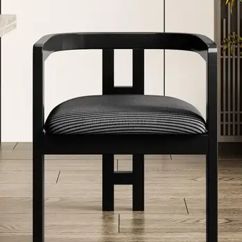 Yeni Çin Tarzı katı ahşap ışık lüks yemek sandalyesi ev basit Orijinal Tasarımcı Ana sandalye kol dayama ile İş
