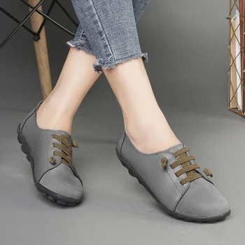 Kadın düz ayakkabı Kadın Moda Kadın bağcıksız ayakkabı Deri Yumuşak yürüyüş ayakkabısı Hafif Kadın Loafer'lar Ev Ayakkabı Zapatos Mujer