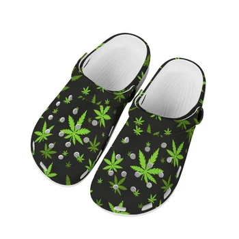 Yeşil Akçaağaç Yaprağı Bayan Açık Havada Ayakkabı Unisex Streetwear Tarzı Bahçe Takunya Sandalet Genç Terlik Aşınmaya Dayanıklı Rahat