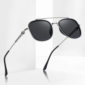 Yeni metal kare gözlük moda erkek TAC polarize güneş gözlüğü trend güneş gözlüğü