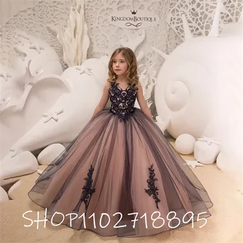 Moda Güzel Kız Prenses Elbise Çiçek Kız düğün elbisesi Doğum Günü Pageant Prenses V Yaka Lüks Çiçek Kız Elbise