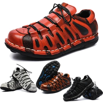 2023 Rahat Ayakkabılar İtalyan Moda Platformu Punk Hakiki Deri Kovboy Çizmeleri Yüksek Kaliteli Rahat Yuvarlak Ayak koşu ayakkabıları Kırmızı