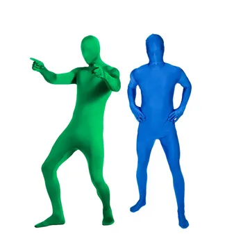 All-in-one Yeşil Ekran giyisi Erkekler Tam Vücut Yeşil / Mavi Renk Chromakey Tulumlar Fotoğraf Video Görünmez Etkisi 170 180cm