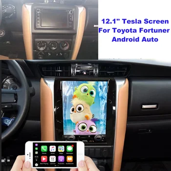 8GB + 128GB Tesla Tarzı 12.1 inç Multimedya Oynatıcı Araba GPS TOYOTA Fortuner 2016-2020 İçin 2Din Stereo Radyo Kablosuz CarPlay