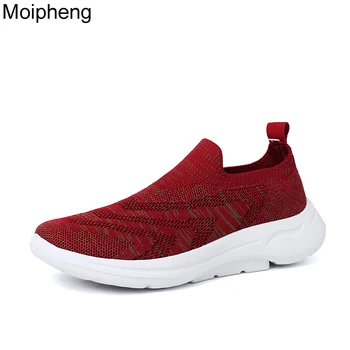 Moipheng Kadın Ayakkabı Artı Boyutu Nefes Örgü Platformu Sneakers üzerinde Kayma Yumuşak Rahat bayan ayakkabıları Kadın Örgü Flats Çorap Spor Ayakkabı