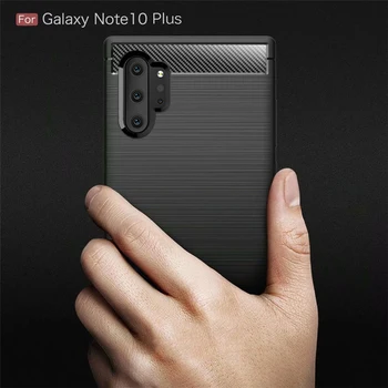 Samsung Galaxy Not için 10 Artı Durumda Karbon Fiber Kapak için Not 9 8 S8 S9 S10 Artı S10E Kılıf Kapak Yumuşak TPU Silikon Tampon