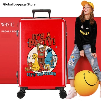 Karikatür bagaj serisi 18/20/24 boyutu yatılı PC haddeleme bagaj Susam sokak seyahat Bavul