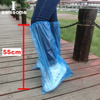 5 Pairs Su Geçirmez Kalın Plastik Tek Kullanımlık Yağmur Polipropilen Ayakkabı Kapakları Yüksek Top Kaymaz Kadın Erkek Çizme Toptan