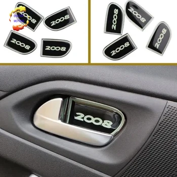 Araba İç Kapı Kolu Kase Sticker Araba İç Aksesuarları Aydınlık El Kase Trim için Peugeot 2008 2014 - 2017