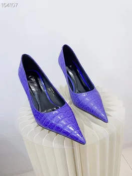 Pist tarzı Glitter Rhinestones Kadın Pompaları Kristal ilmek Saten Yaz Bayan Ayakkabıları Hakiki deri Yüksek topuklu Parti Balo Ayakkabı