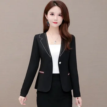 Blazer Ceket Kadın İlkbahar Sonbahar Yeni Siyah Kısa Takım Elbise kadın Ceket Uzun Kollu Giyim İnce Moda Rahat Dış Giyim Kore Üst