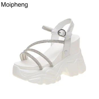 Moipheng Bayanlar Sandalet Yaz Süper Yüksek Topuklu Platformu Takozlar Ayakkabı Kadınlar için Payetli Katı Sandalet Zapatos De Mujer