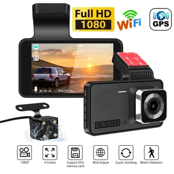 Araba dvr'ı WiFi Full HD 1080P Dash kamera Dikiz Araç Çift Kamera Video Kaydedici Kara Kutu Otomatik Dvr Dashcam GPS Araba Aksesuarları