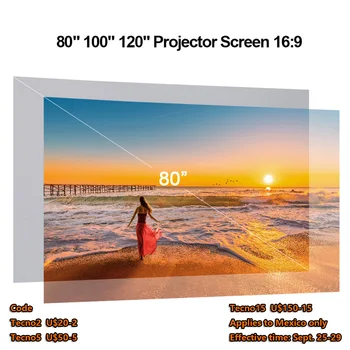 Projektör Kayşat 120/100/80/70/60 İnç 16: 9 Kumaş Bez Ekran Yüksek Parlaklık Yansıtıcı 3D HD Katlanabilir projeksiyon perdesi