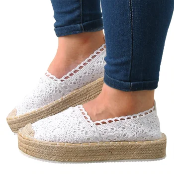 2023 Ayakkabı Kadınlar için Beyaz Kadınlar İçi Boş Platform rahat ayakkabılar Düz Renk Nefes Kama Espadrilles