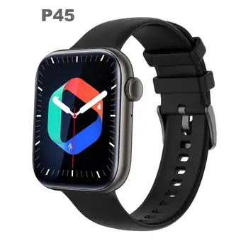 P45 akıllı saat 1.8 İnç Renkli Tam Dokunmatik Büyük Ekran Bluetooth Aramalar Müzik Çalar Spor Kalp Hızı APP Bilgi İtme DaFit