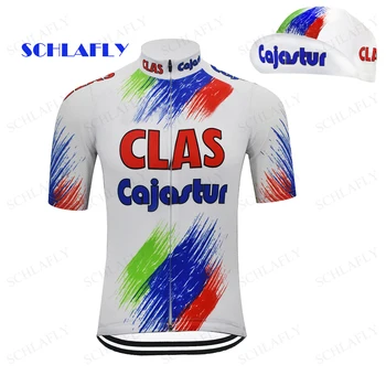 CLAS Cajastur Bisiklet Jersey Kısa Kollu KLASİK Jersey maillot ciclismo schlafly bisikletçi şapkası Döngüsü Şapka