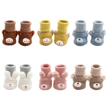 0-3years Unisex Bebek Terlik Çorap Sapları İle Yumuşak Ekip Çorap 3d Hayvan Kafaları Çorap Ayakkabı Bebek Erkek Ve Kız