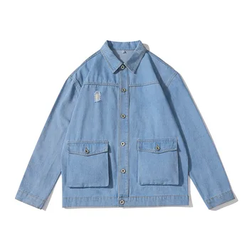 2022 Yeni erkek Mavi Rahat Kot Ceket Moda Klasik Tarzı Pamuk Esneklik Denim Ceket Erkek Marka Giyim vintage ceket 085