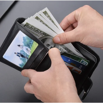 Vintage deri cüzdan Erkekler 2023 Çok fonksiyonlu Kısa erkek cüzdanları Fermuar Toka bozuk para cüzdanı Lüks Marka Çoklu kart Cep Debriyaj