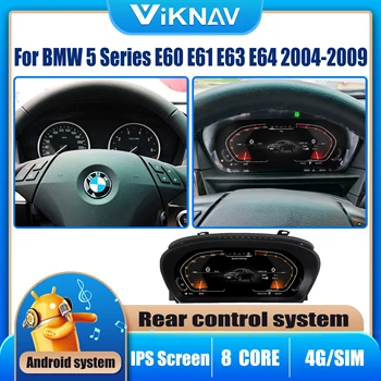 Linux BMW 5 Serisi İçin E60 E61 E63 E64 2004-2009 Araba Kilometre ölçer Dijital Pano 12.3 inç LCD Ekran Paneli