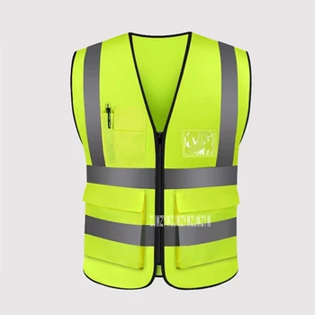 Çok cep Yansıtıcı Yelek Bina İnşaatı Sanitasyon Yol Çalışma Kıyafetleri Yüksek Görünürlük Yansıtıcı güvenlik kıyafetleri