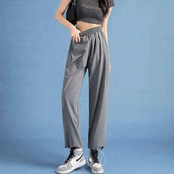 Kadın Y2K Giysileri Sweatpants Parça Ter Yaz Baggy İnce Kesit Yüksek Bel Yüz Geniş Bacak koşucu pantolonu Kore Tarzı 2023