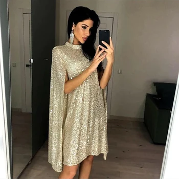 Kadın Moda Gümüş Renk Altın Renk Seksi Pullu Glitter Midi Elbise Düz Renk Yarık Rahat Seksi Gevşek Elbise Vestido Artı Boyutu