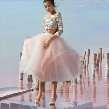 Vogue Etek Pembe Tutuş Astar İle jupe femme faldas Örgü Midi Etekler Parti Giyim Kadın Etek Kızlar Kabarık