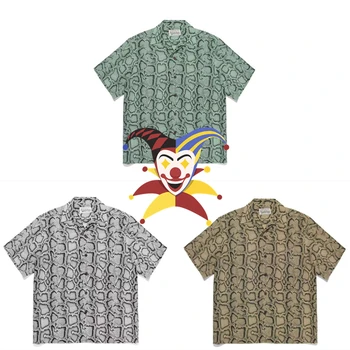 Yılan Baskı WACKO MARİA Gömlek Erkekler Kadınlar Casual Hawaiian Gömlek Tee