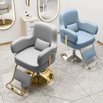 Lüks Berber Sandalyeleri Modern Güzellik salon sandalyesi Paslanmaz Çelik kuaför sandalyesi Ev Asansör Döner Sandalye colchones mobilya HY