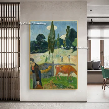 Paul Gauguin 100 % El Boyalı Manzara Figürü Soyut Yağlıboya Modern Duvar Sanatı Oturma Odası Resim Ev Dekorasyon