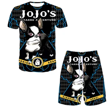 Jojo Tuhaf Macera T - Shirt seti Erkek Kadın Kısa Kollu Rahat Nefes Tees Tops Erkek Kız Çocuklar Serin Tarzı kısa pantolon Takım Elbise